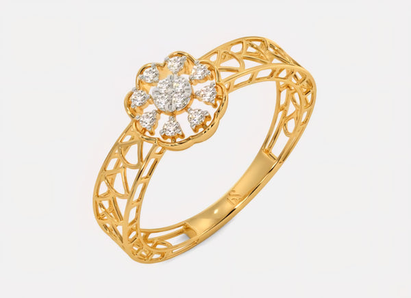 "Floral Diamond Gold Ring"