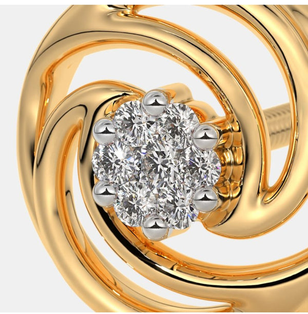 Gold Floral Diamond Stud Earrings πΈβ¨