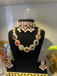Beautiful navratan necklace 925silver gold polish