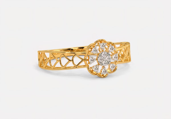 "Floral Diamond Gold Ring"
