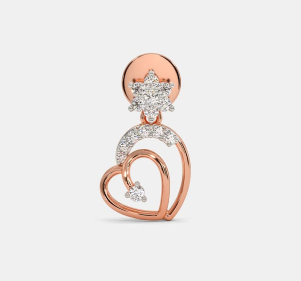 "Rose Gold Double Heart Drop Earrings"