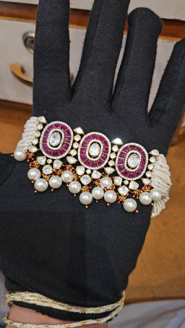 Beautiful navratan necklace 925silver gold polish