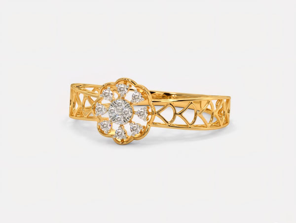 "Floral Diamond Gold Ring"