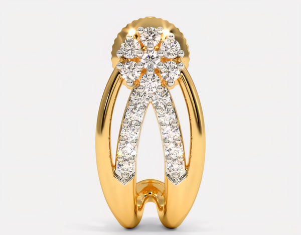 Floral Cluster Diamond Gold Earrings πΈπ