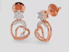 "Rose Gold Double Heart Drop Earrings"